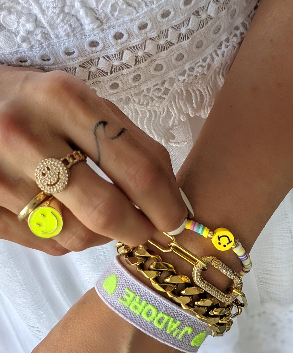 Perlenarmband Colorful Happy Smiley