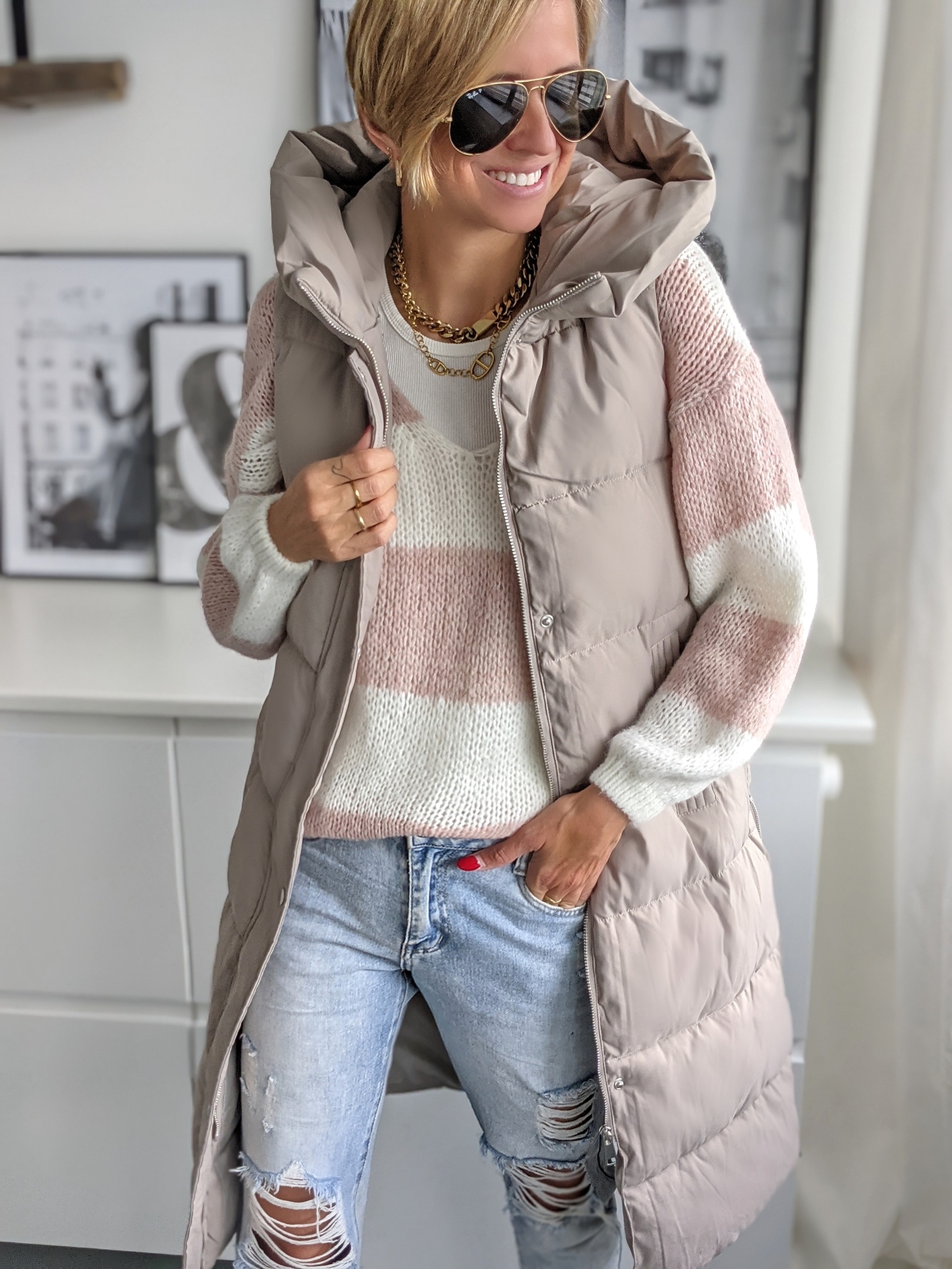 wattierte Steppweste PADDED  – greige