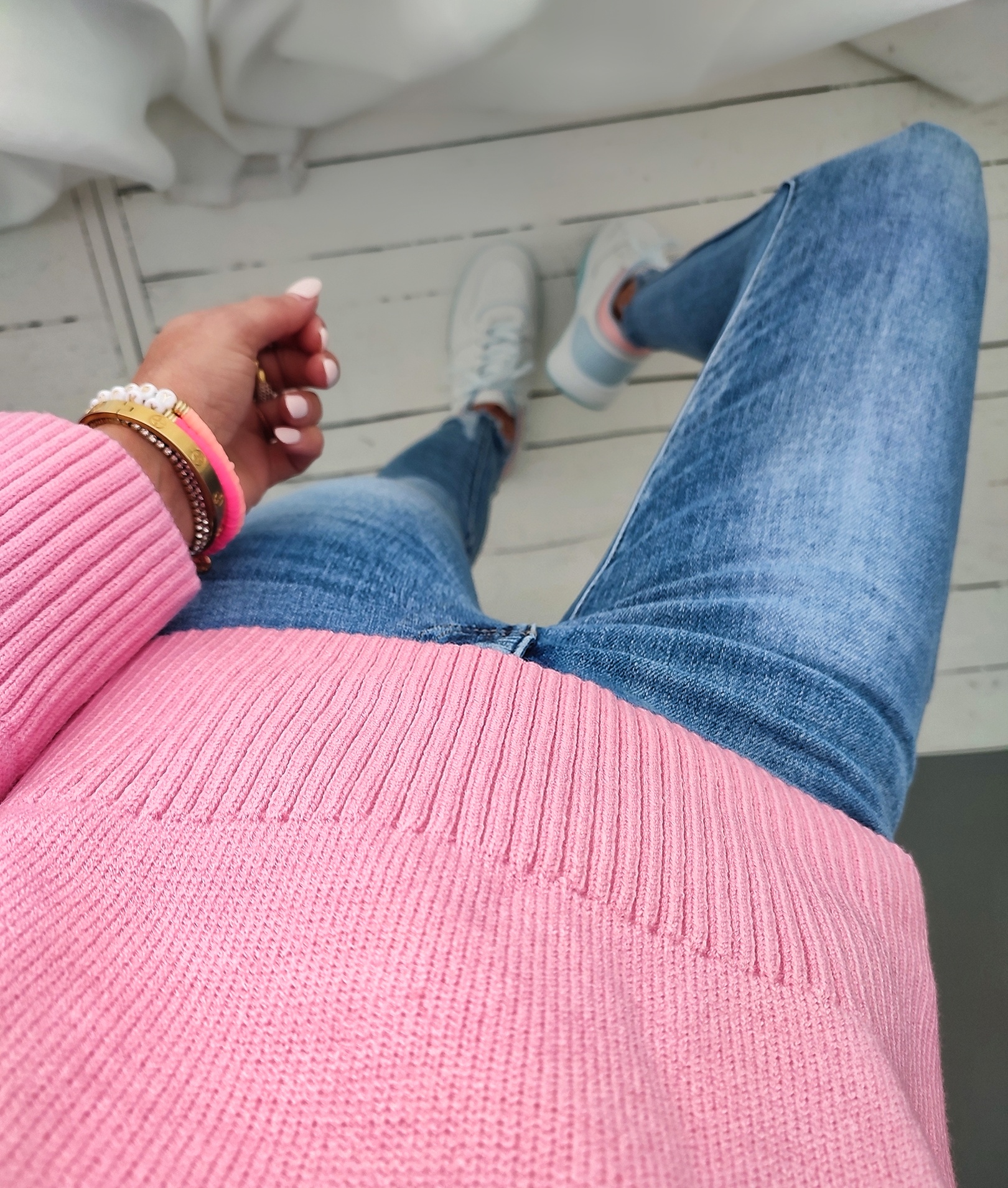 Skinny Jeans Emilia – dunkelblau light destroyed