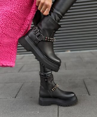 Plateaustiefelette BLACK- RIVET SALE