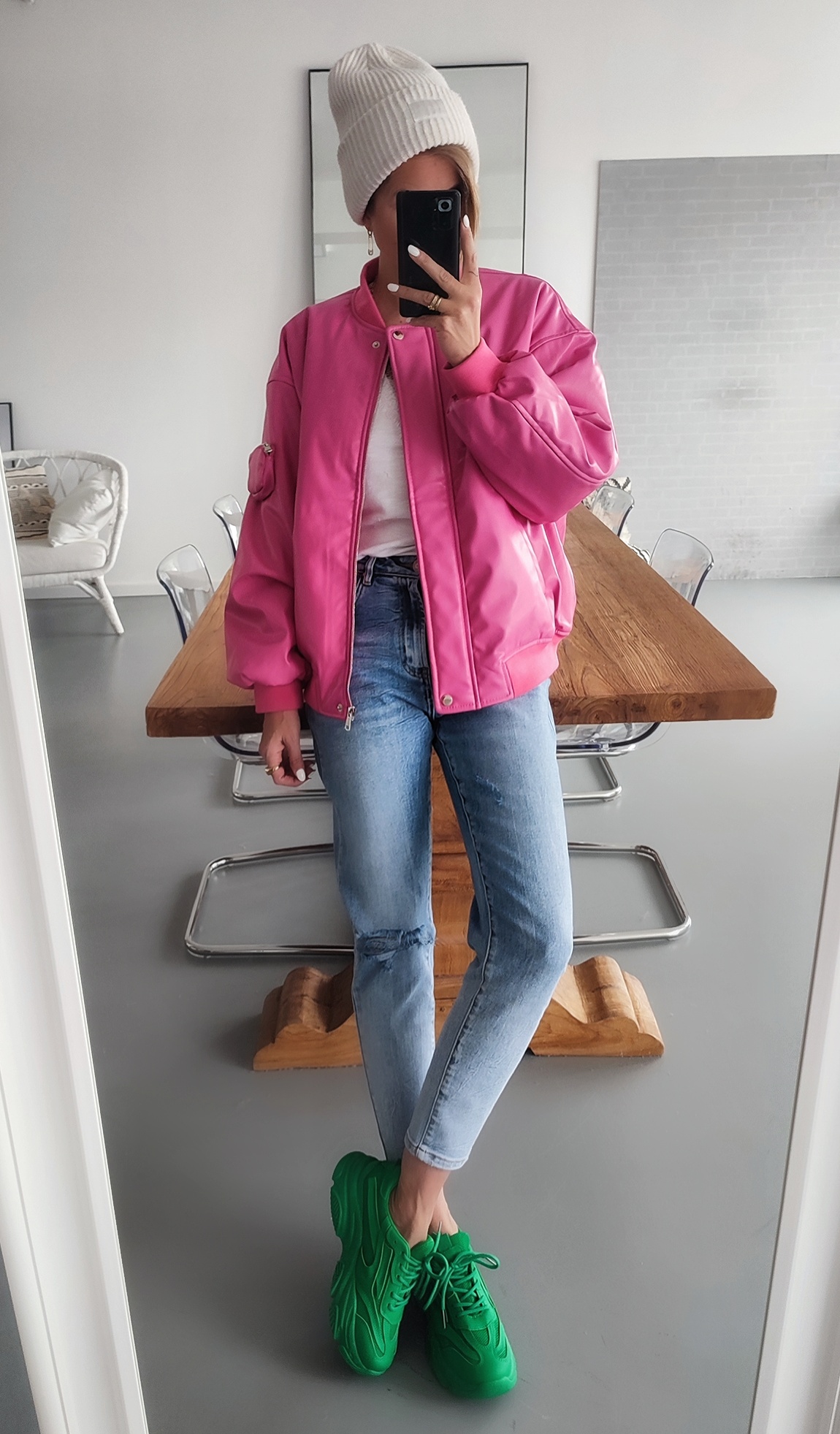 Coole OVERSIZE BOMBERJACKE – College Time – PINK SALE