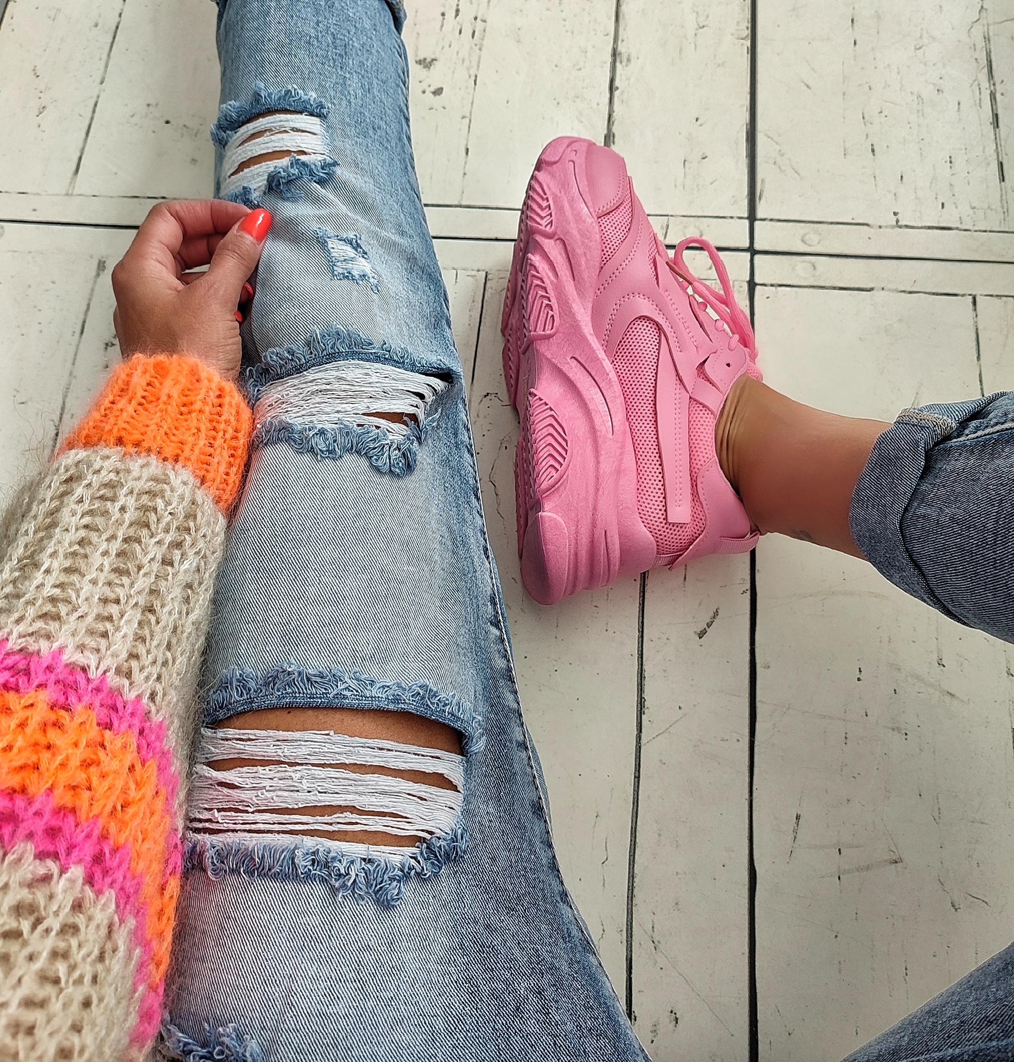 Slim Jeans KYLIE –  blurre blue ripped