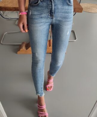 Skinny Jeans CAROLINE – dunkelblau light destroyed