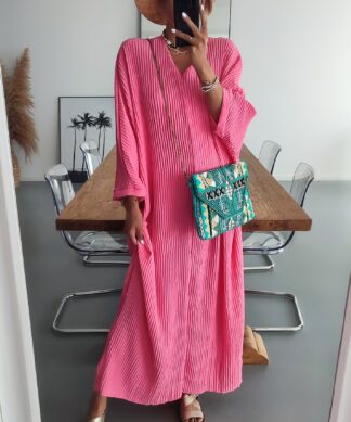 langes Kleid RUFFLE CAFTAN – pink