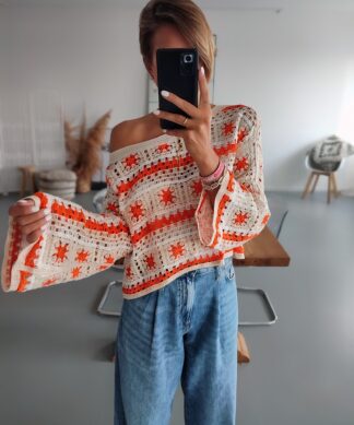 Häkeltop PEACE AND LOVE – orange