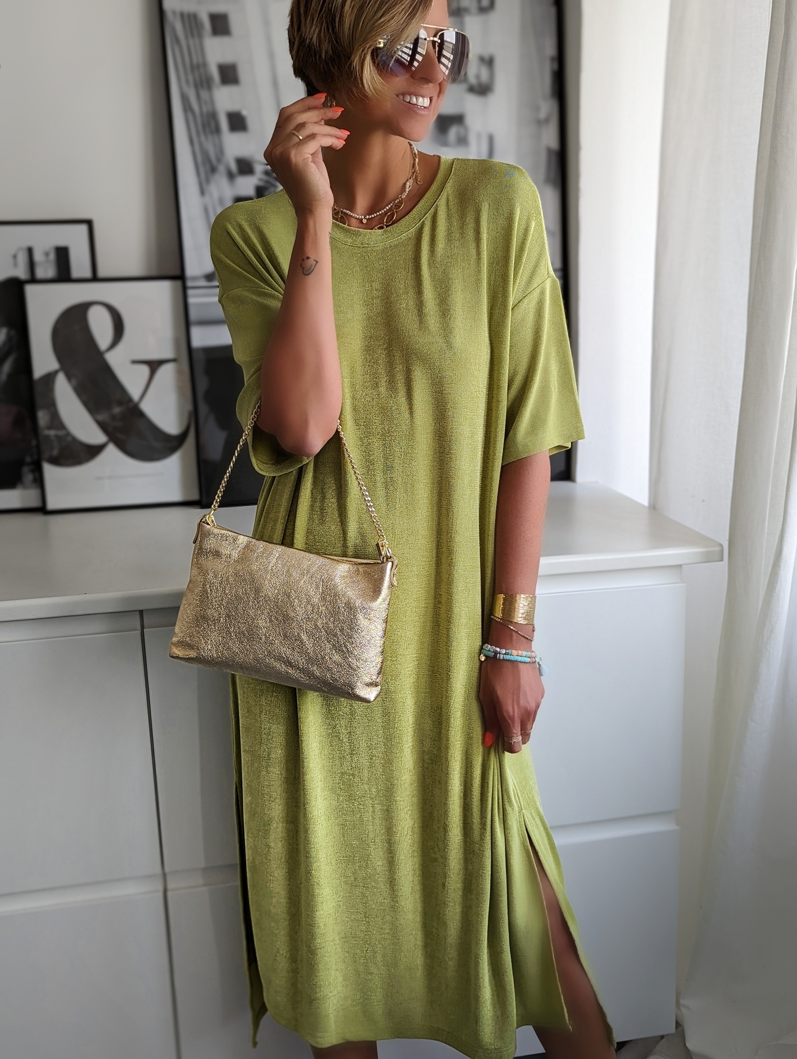 T-shirt Dress ENDLESS SHIMMER – green