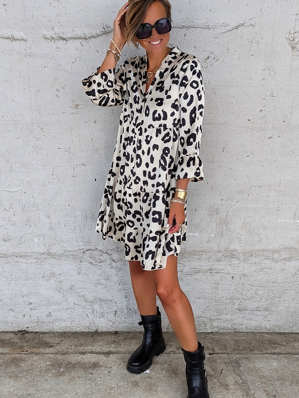 kurzes Tunikakleid SILKY LEO – creme