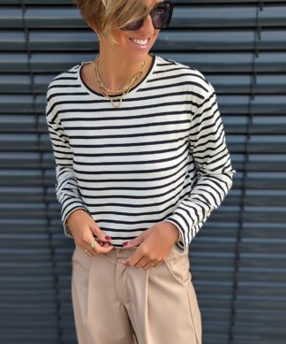 LONGSLEEVE  HAMPTONS – beige-schwarz