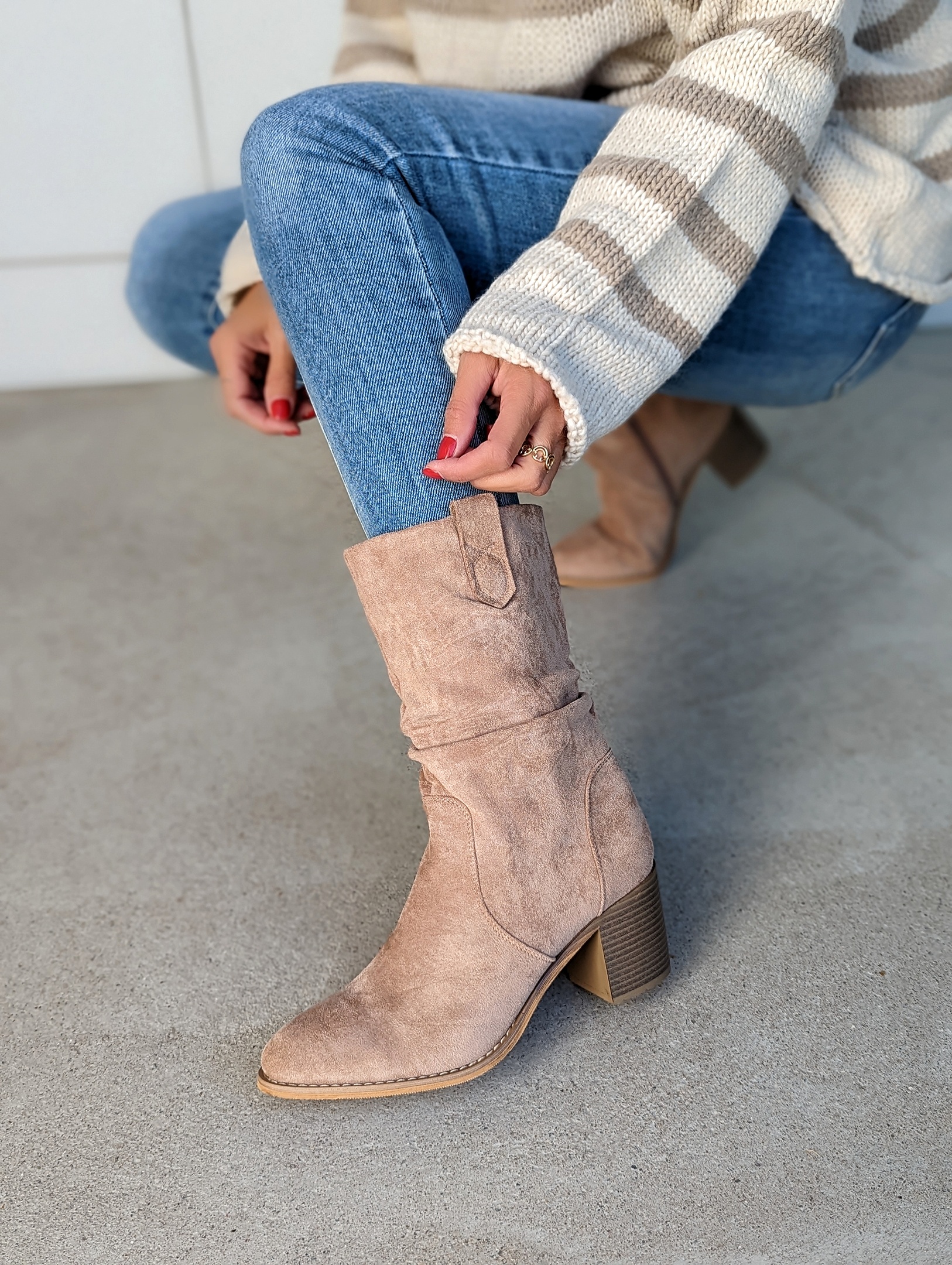 Western Boots SLOUCHY SUEDE – beige