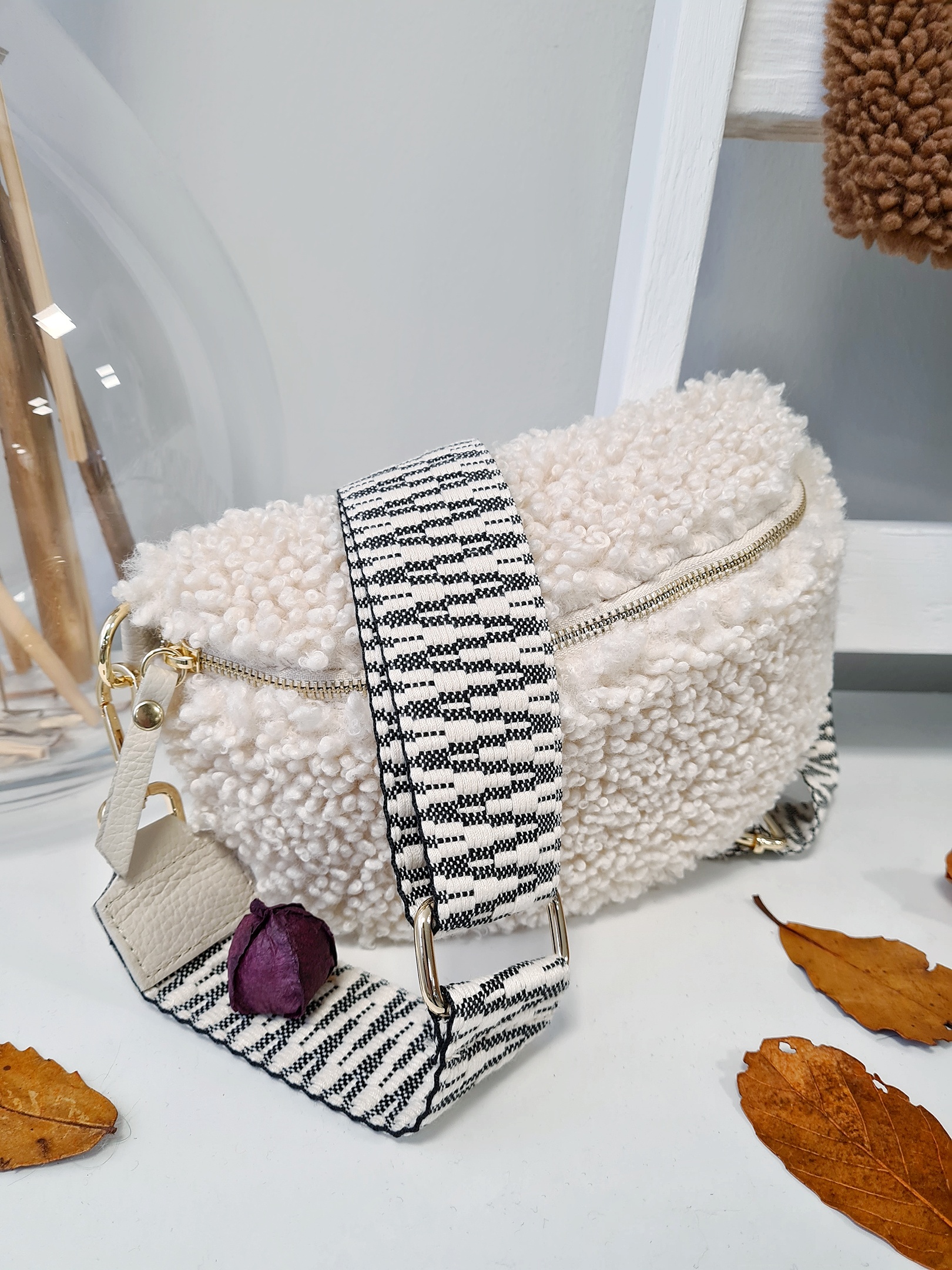 Bagstrap ZICZAC beige – GOLD EDITION