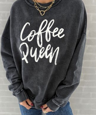 Sweater COFFEE QUEEN anthrazit acidwash