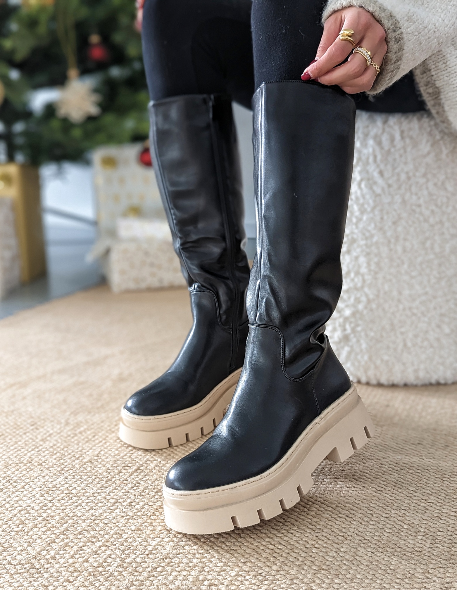 High Boots CLIFTON – BLACK-BEIGE