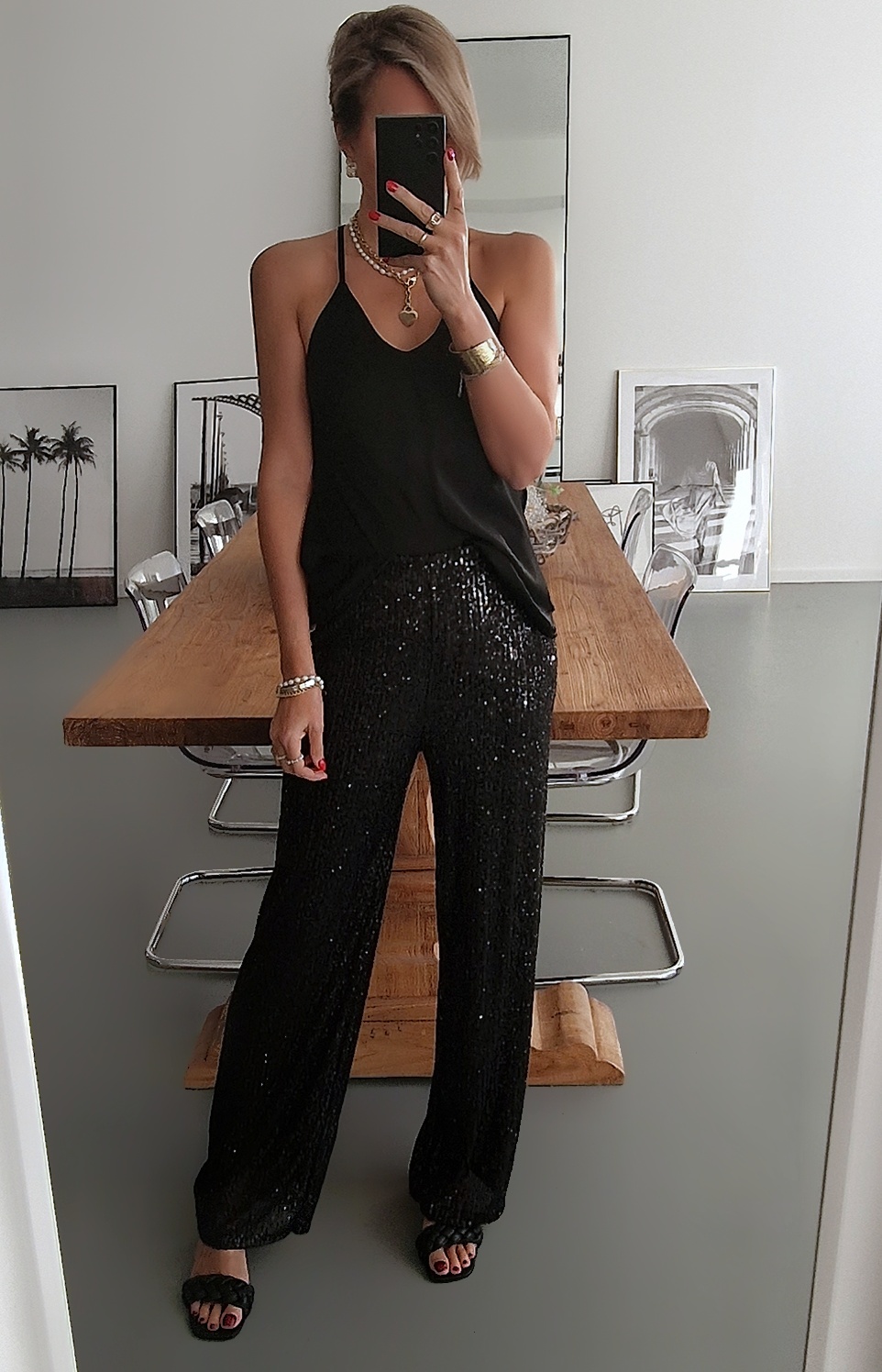 lässige Hose mit Pailletten FESTIVE CHILL