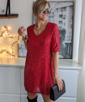 kurzes Sequin Kleid SANTAS GIRL – red