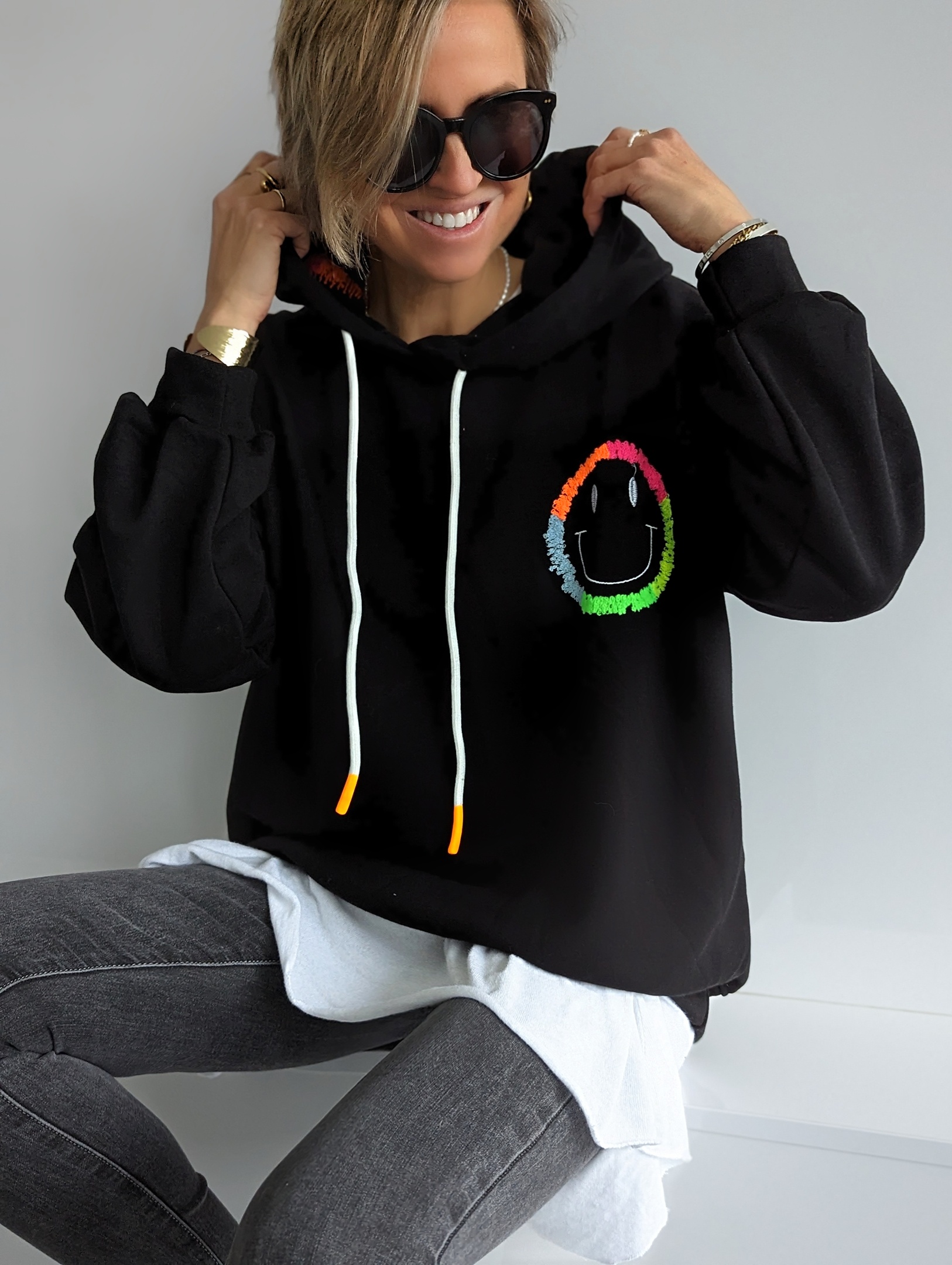 HOODIE  – RAINBOW SMILEY – versch. Farben