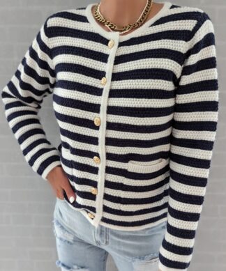 Boucle Knit Cardigan mit Streifen MADAME SALE