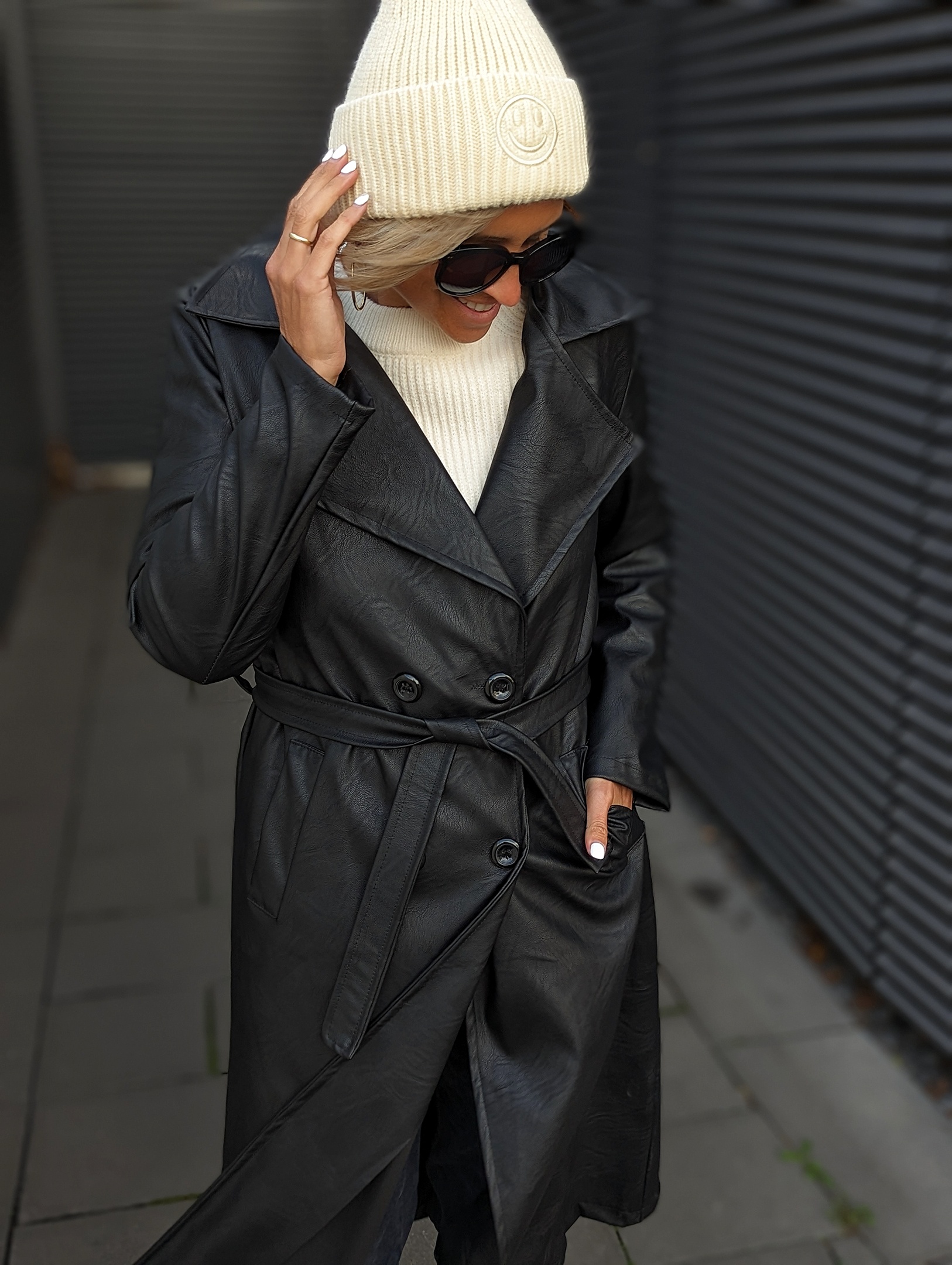 Kunstleder Trenchcoat – HIDE AND SEEK – versch. Farben