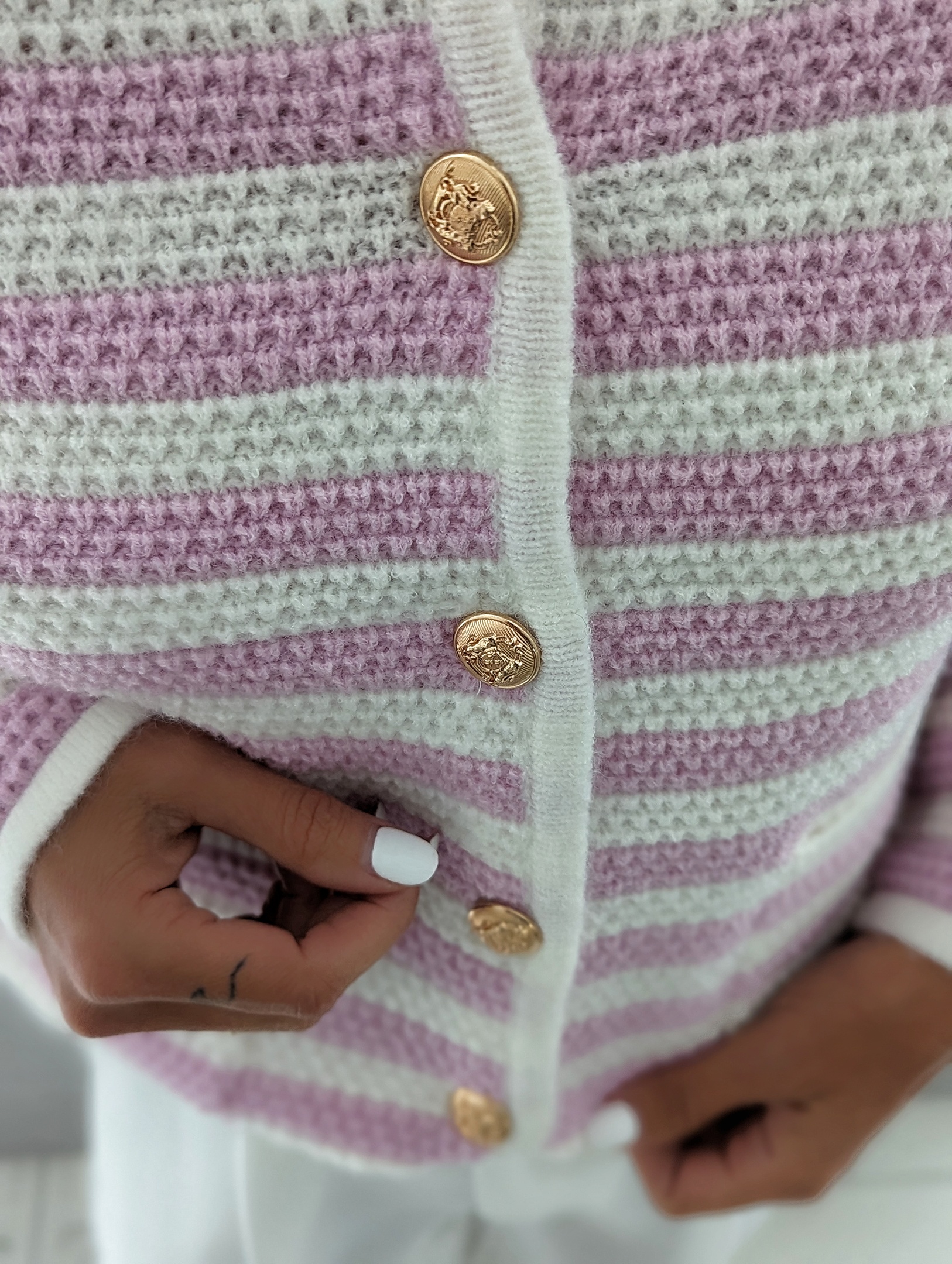 Boucle Knit Cardigan mit Streifen MADAME SALE