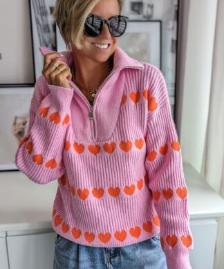 Strickpullover mit Zip VALENTINE LOVE – versch. Farben