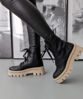 Schnürboots OVER THE TOP – black-beige
