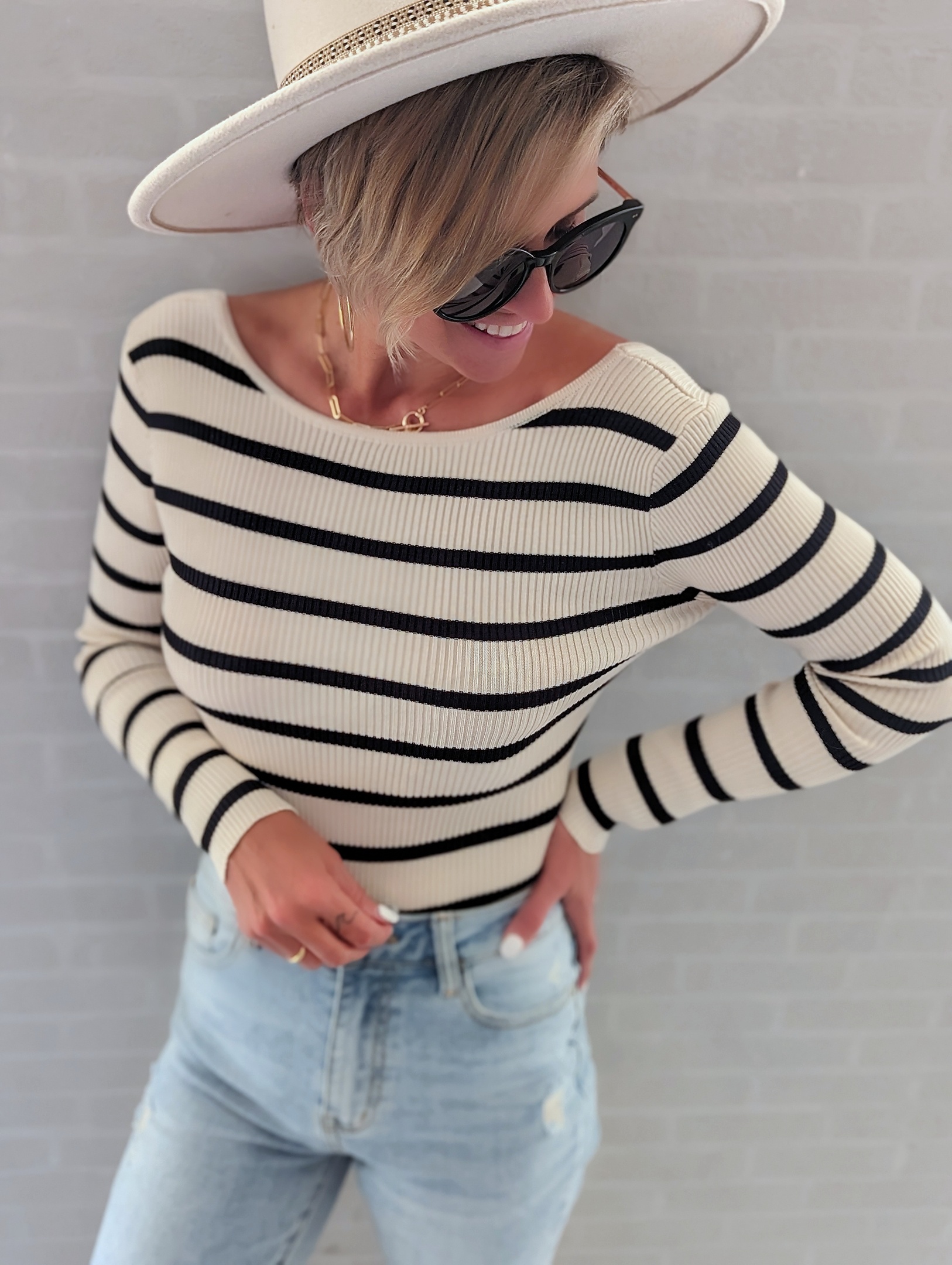 Strick-Body TEMPTING BACK – striped