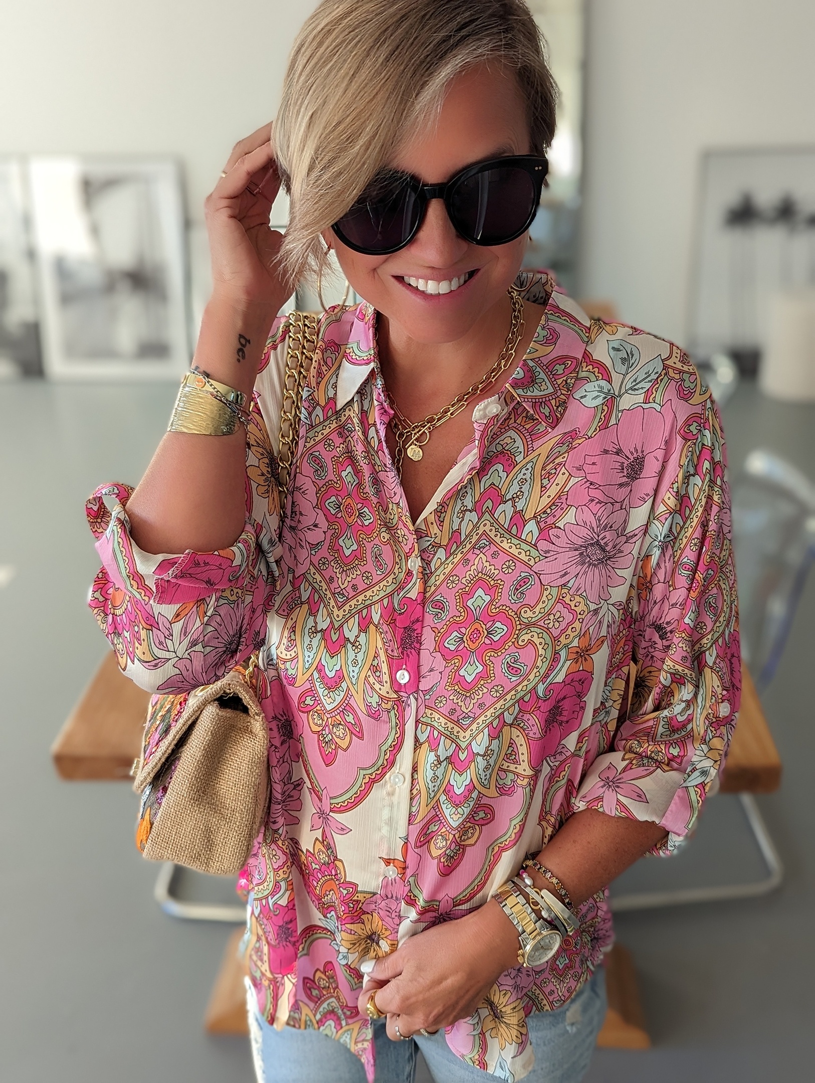 leichte Bluse BLOOM DAY – fuchsia
