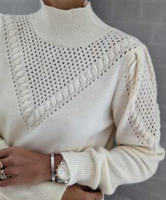 Pullover mit Puffärmeln CHOOSE YOU – creme