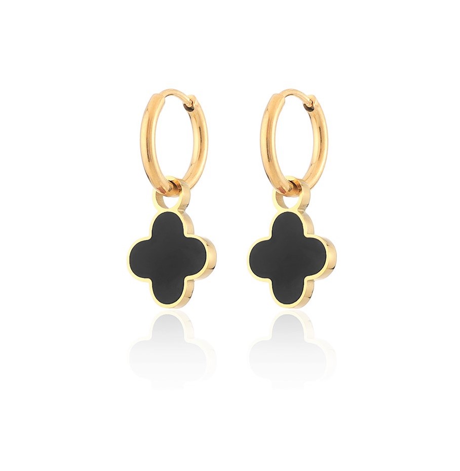 kleine Ohrringe – BLACK LEAF – gold