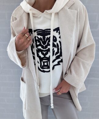 leichter Strick Hoodie – TIGER CLAW – creme