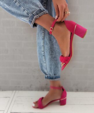 Sandale BRAIDED HEELED SUEDE – fuchsia
