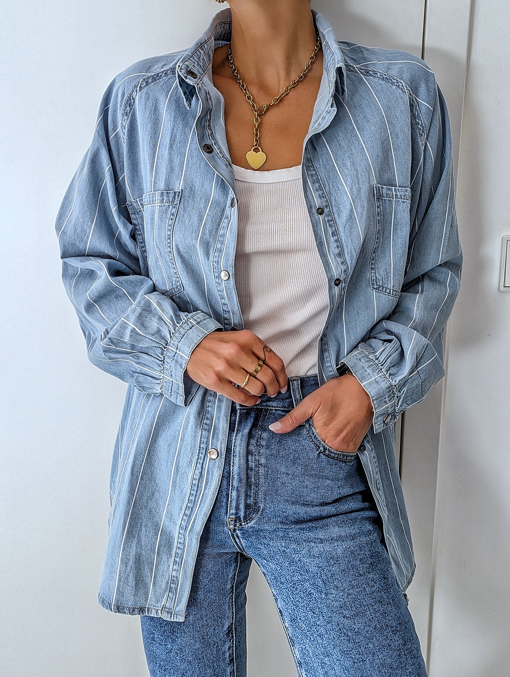 Jeanshemd mit Streifen PERFECT TIMING
