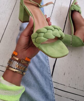 Sandale BRAIDED HEELED SUEDE – grün