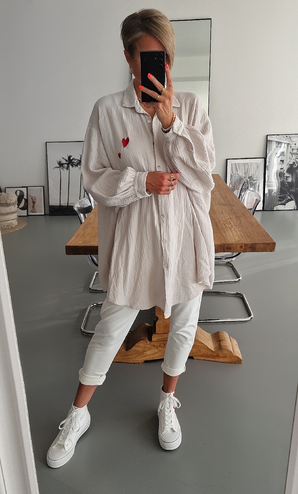 Musselinbluse Double Heart LONG – versch. Farben