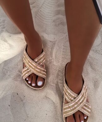 Plateaupantolette PEARLS CROSSING – beige