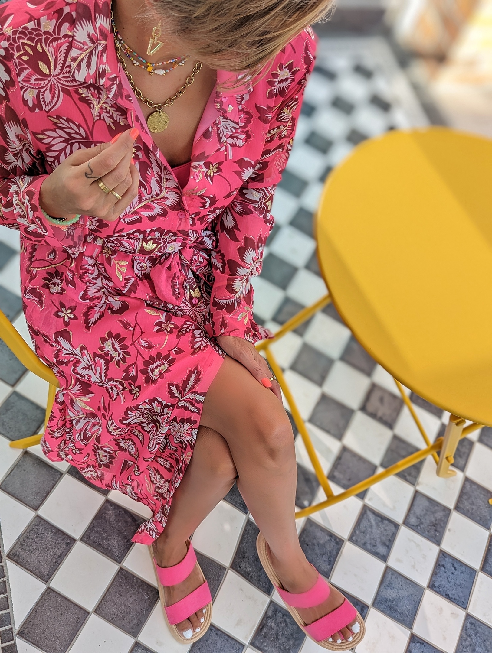 LANGES KLEID – GOLDEN SHINE – pink