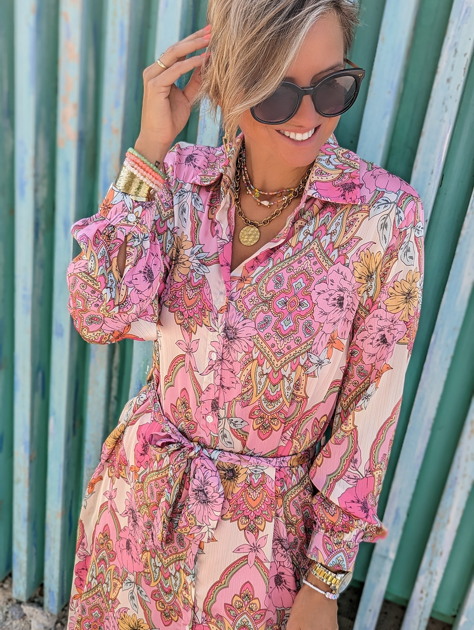 langes Kleid – BLOOMING BEAUTY – fuchsia