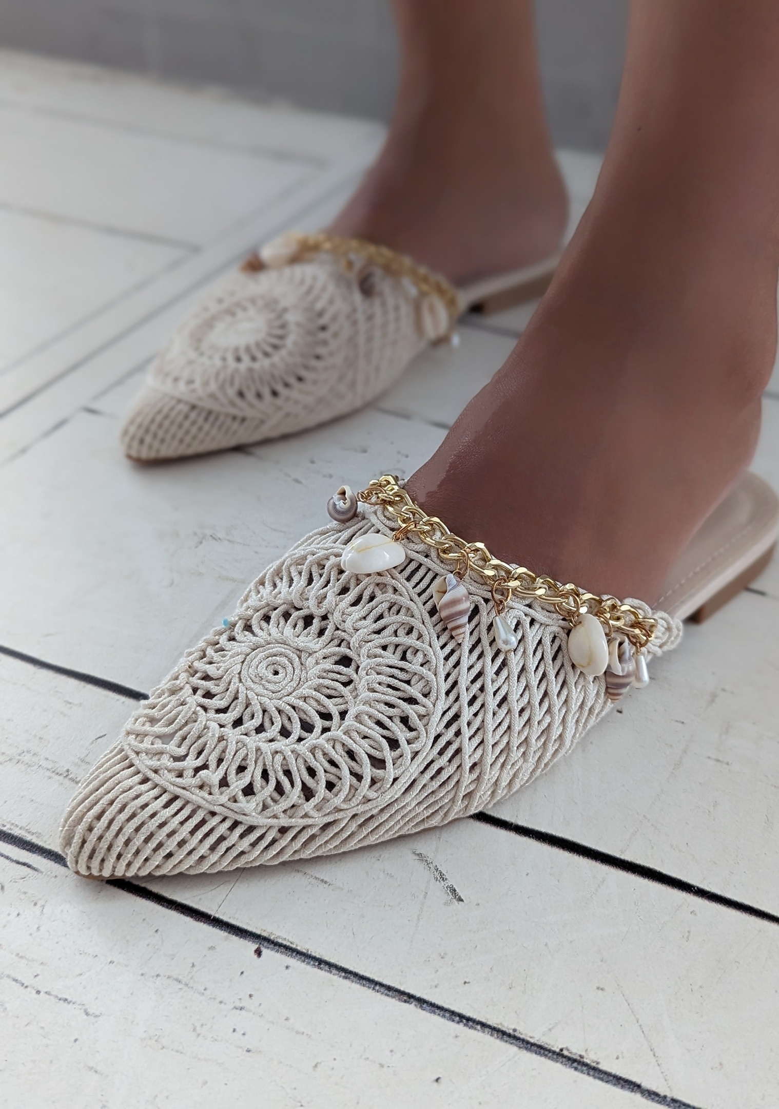Mule SHELLS AND PEARLS – beige