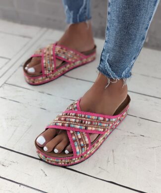 Plateaupantolette PEARLS CROSSING – fuchsia