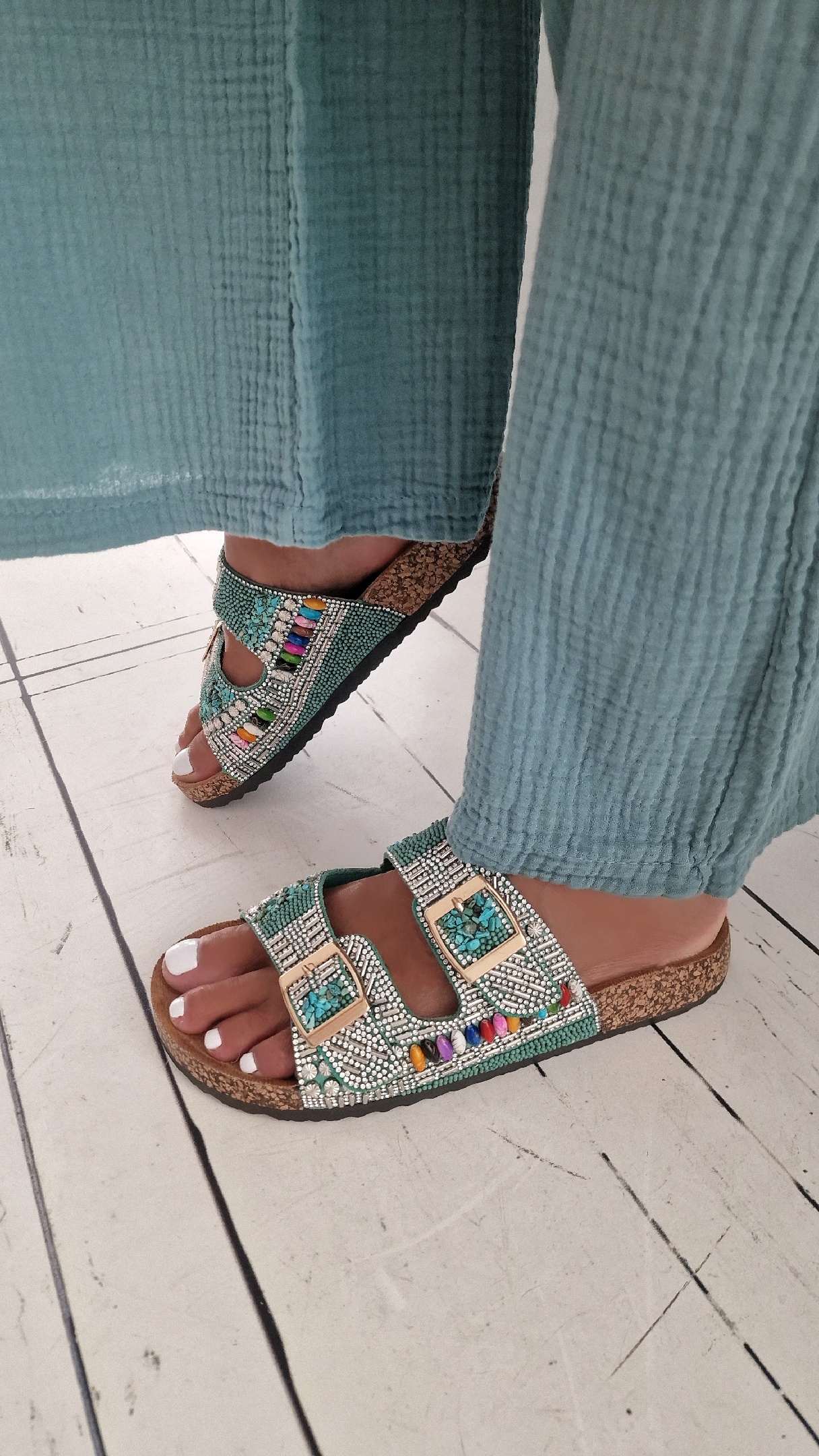 Pantolette BOHO JEWELS 2.0 – grün