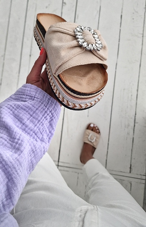 Pantolette RIBBON OF DIAMONDS – beige