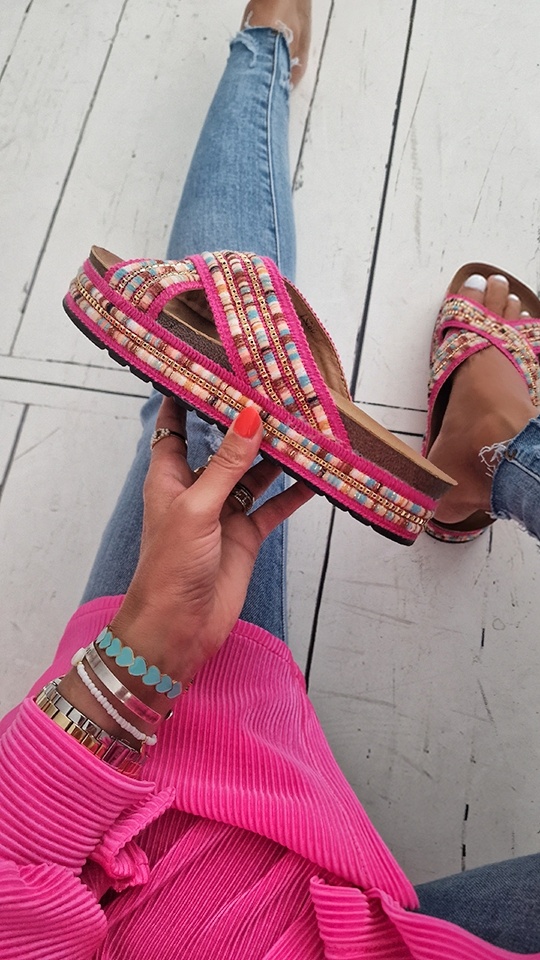 Plateaupantolette PEARLS CROSSING – fuchsia