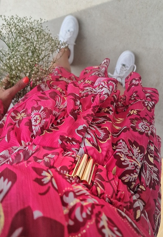 kurzes Kleid – Golden Details – pink