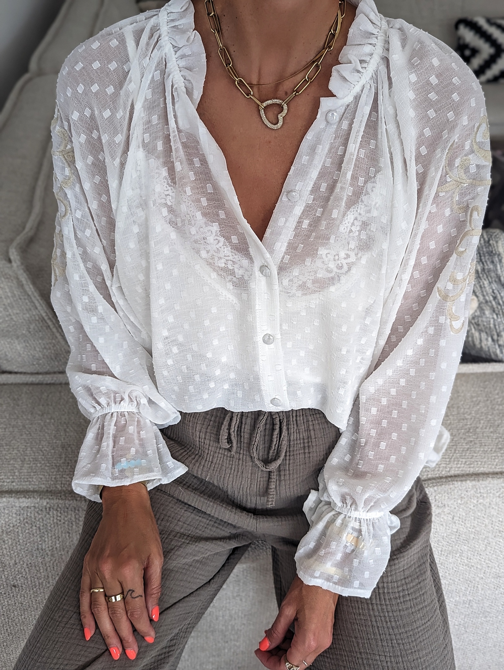 Plumetibluse ROMANTIC CALL – versch. Farben
