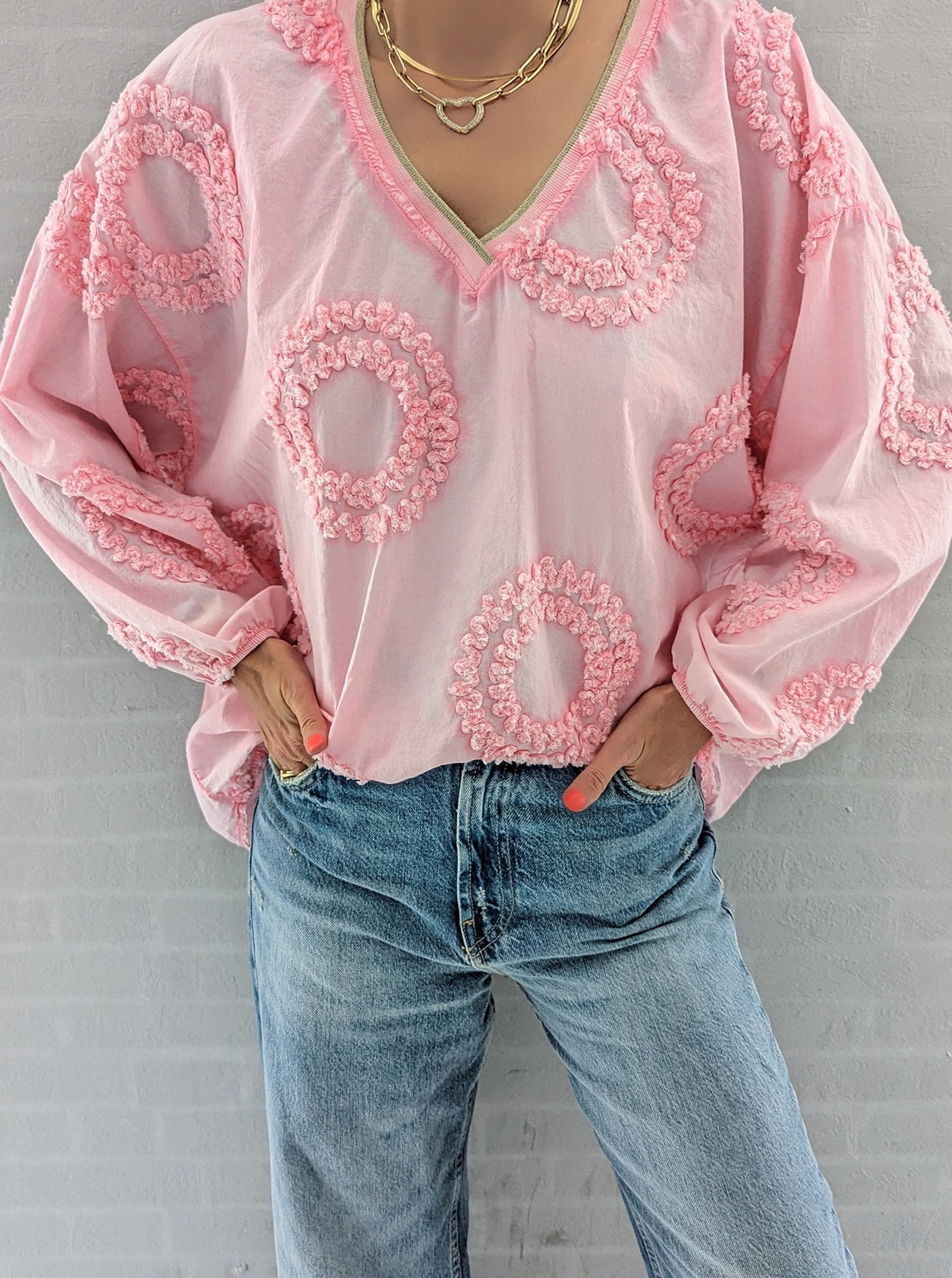 Oberteil – LOVELY BUBBLES – golden neckline