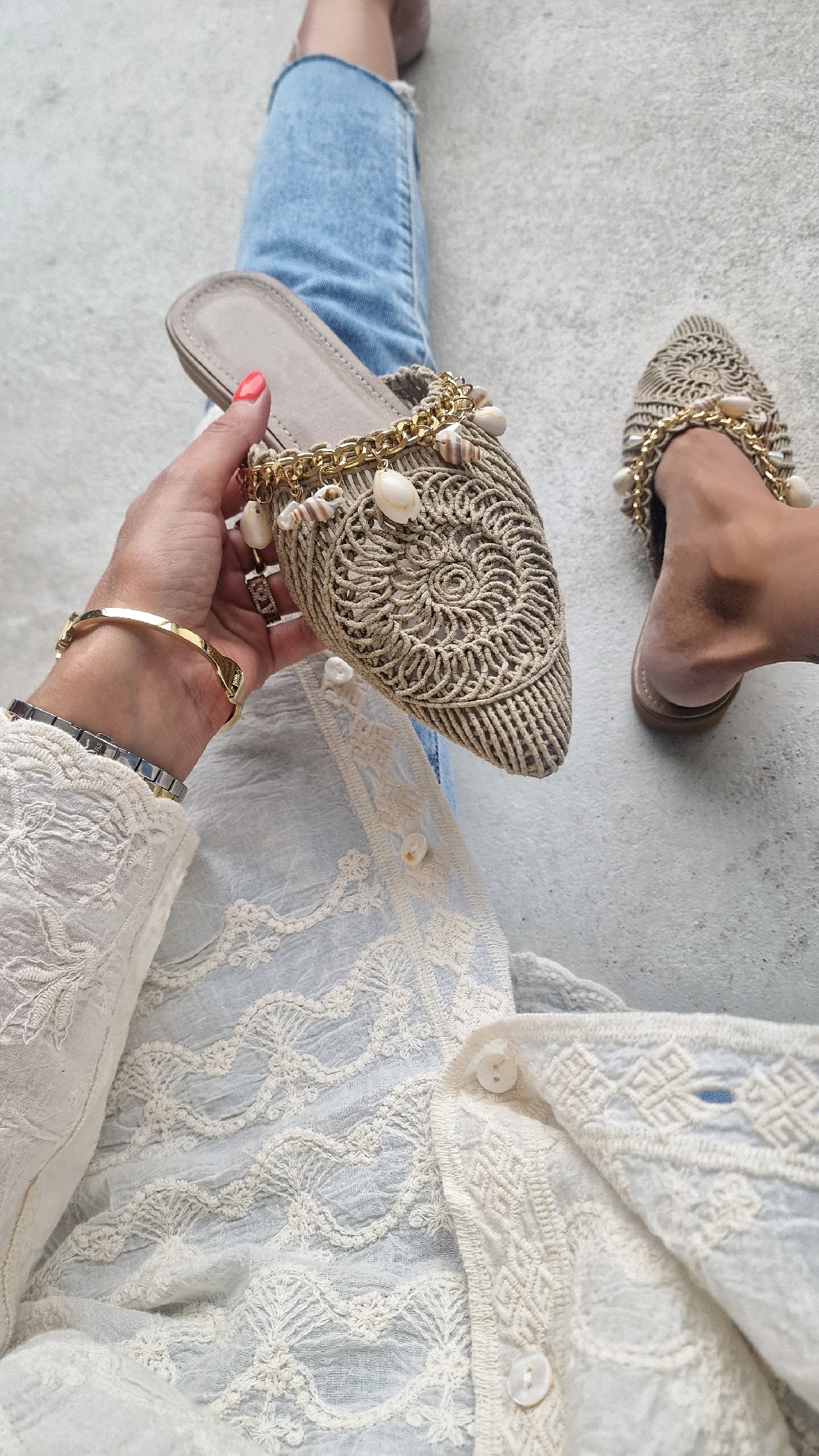 Mule SHELLS AND PEARLS – khaki