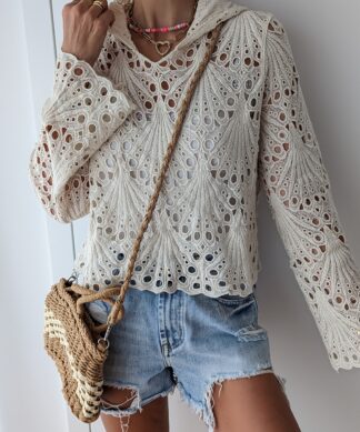 Lochstickhoodie – CROCHET LOVE  – versch. Farben