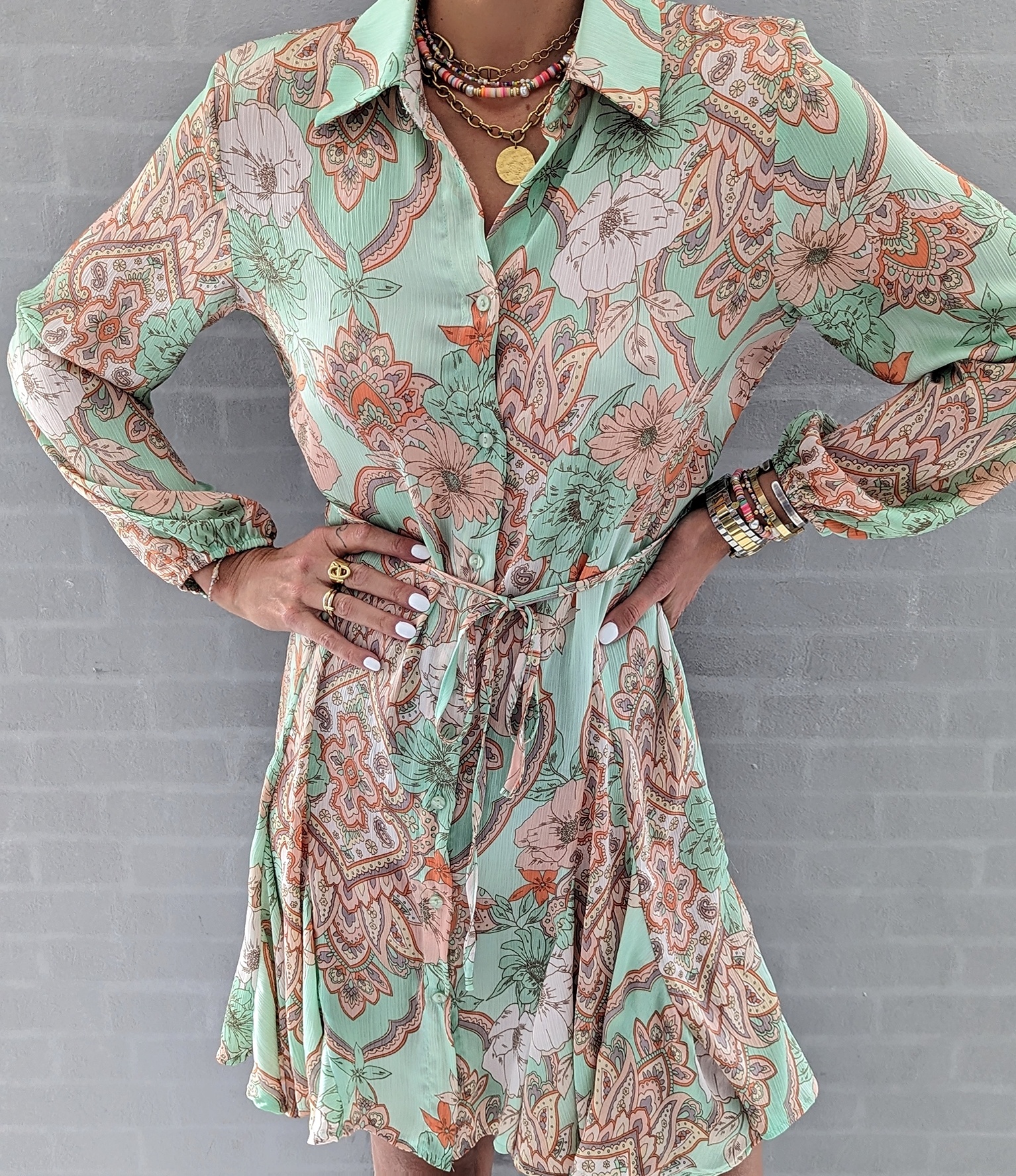 kurzes Kleid – LET IT BLOOM – grün