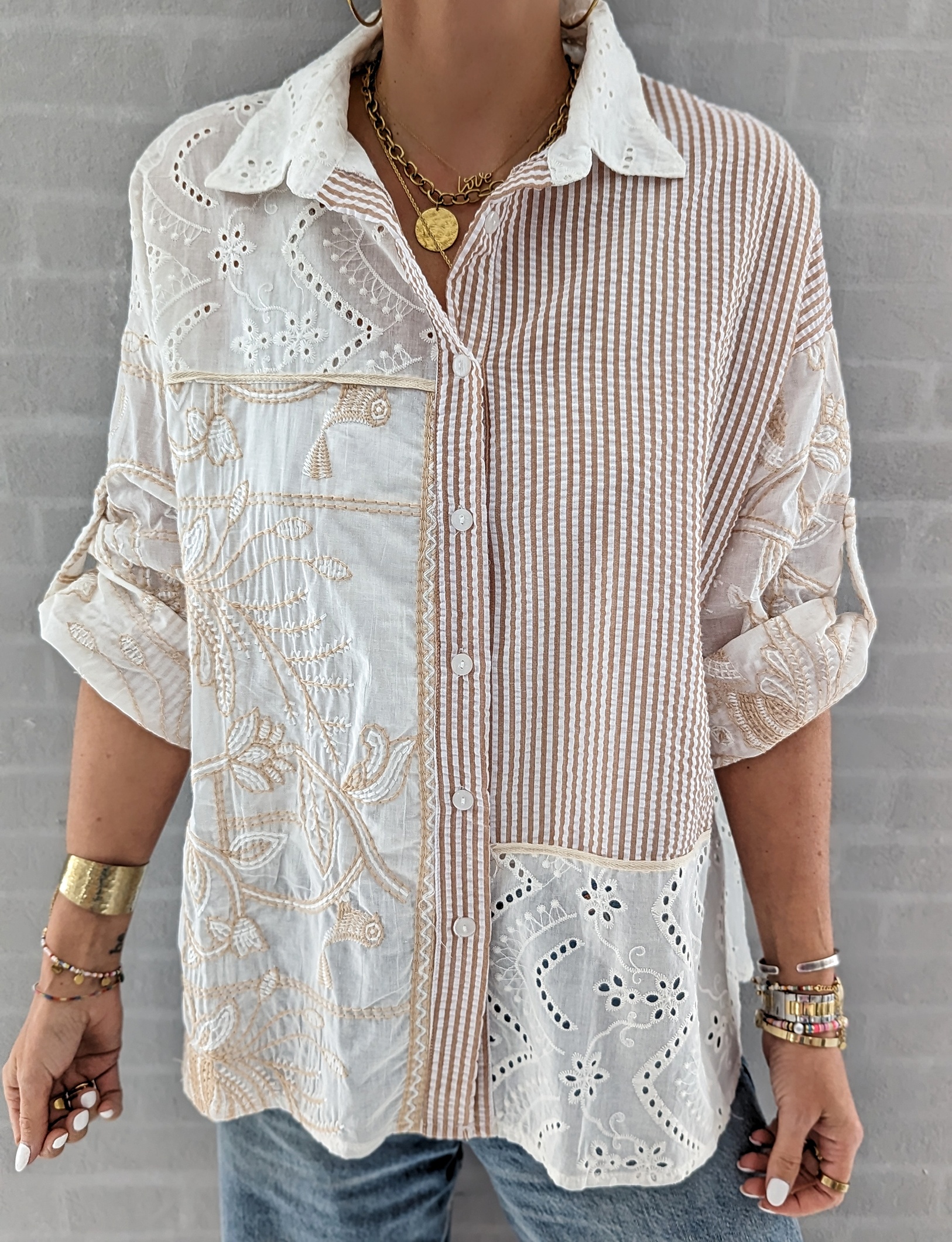 süsse Oversizebluse ON MY MIND – white-beige
