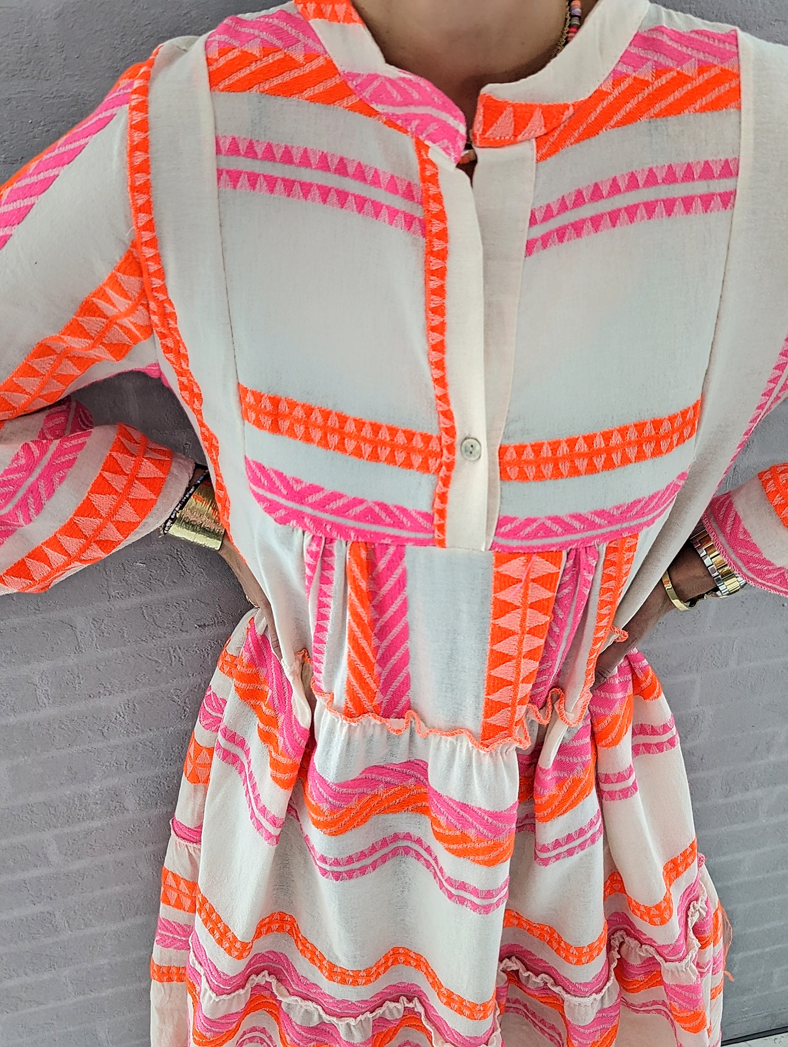 Kurzes Tunikakleid TULUM Neon Touch – pink-orange