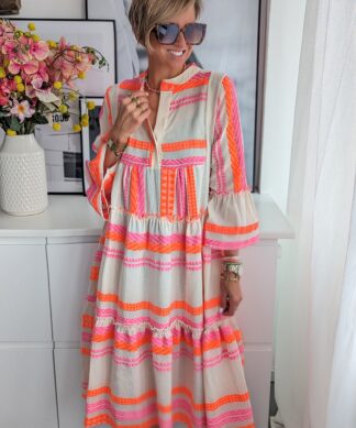 langes Kleid TULUM Neon Touch – pink-orange